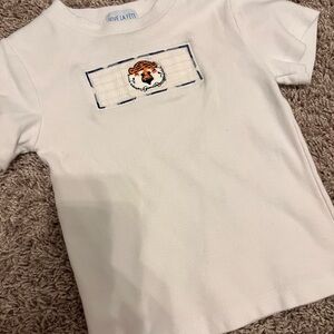 White Kids T-Shirt with Tiger Embroidery
